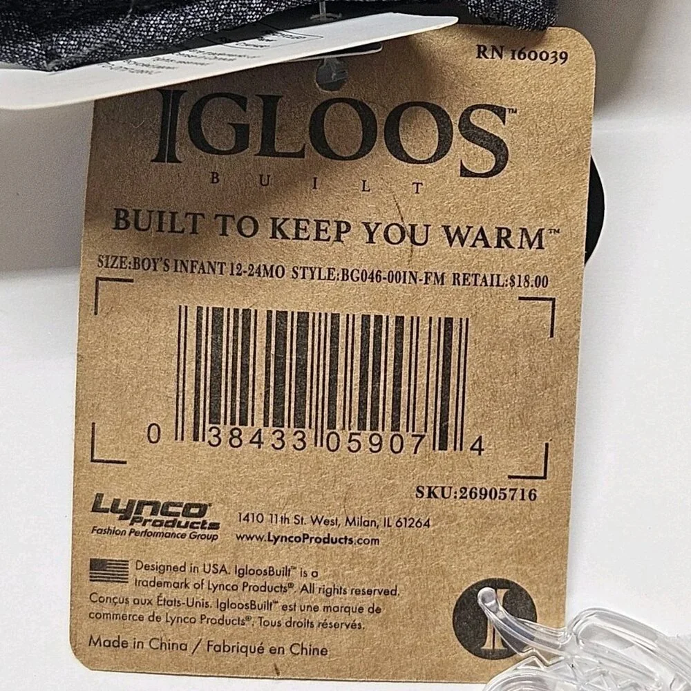 Igloos Infant 12-24 Months Ski Insulated‎ Mittens 3M Thinsulate Waterproof Black
